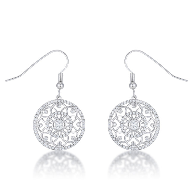 .95 Ct Interlocking Circle Rhodium and CZ Earrings