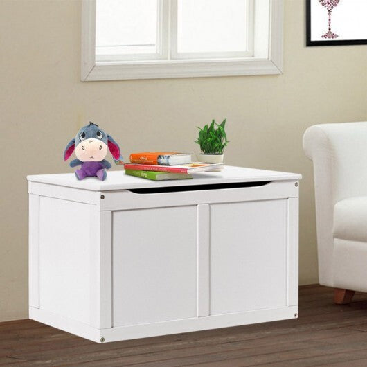 Safety Hinge Wooden Chest Organizer Toy Storage Box-White - Color: White