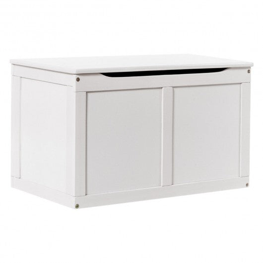 Safety Hinge Wooden Chest Organizer Toy Storage Box-White - Color: White