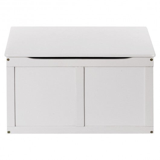 Safety Hinge Wooden Chest Organizer Toy Storage Box-White - Color: White