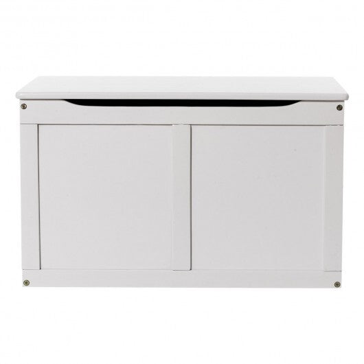 Safety Hinge Wooden Chest Organizer Toy Storage Box-White - Color: White