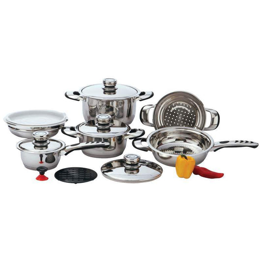 12pc 9-Ply Waterless Heavy-Gauge Stainless Steel Cookware Set