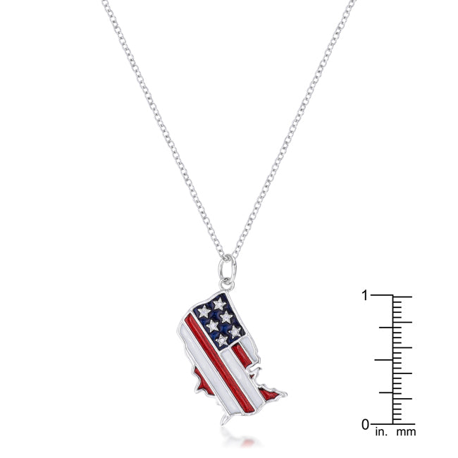 .015 Ct Patriotic U.S. Map Necklace
