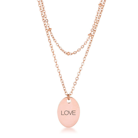 Rose Gold Plated Double Chain LOVE Necklace