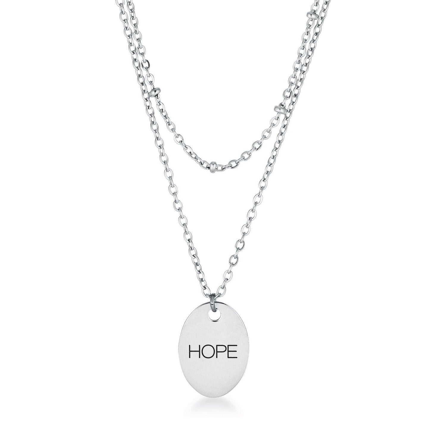 Stainless Steel Double Chain HOPE Necklace