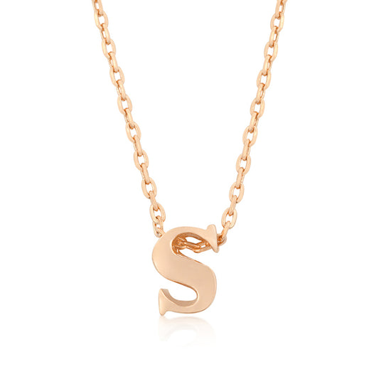 Rose Gold Finish Initial S Pendant