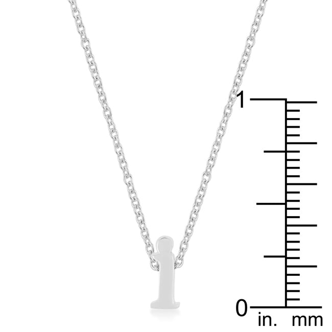 Rhodium Plated Finish Initial I Pendant