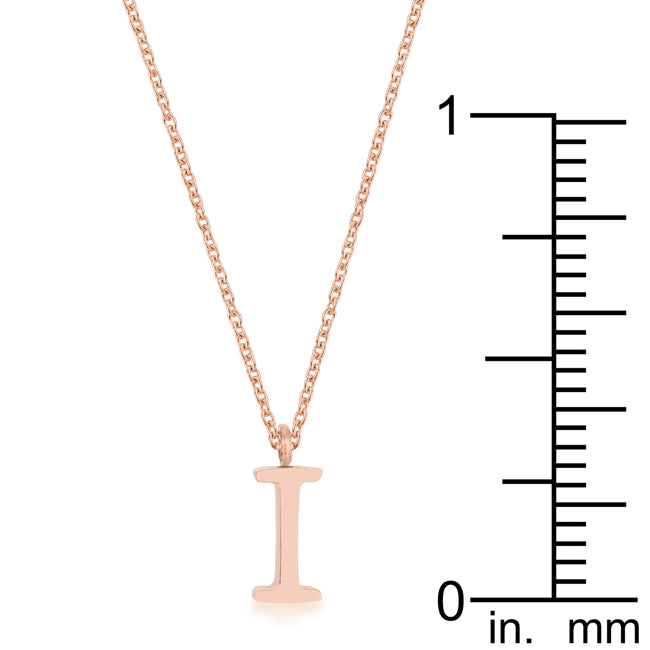 Elaina Rose Gold Stainless Steel I Initial Necklace