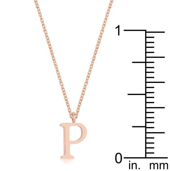 Elaina Rose Gold Stainless Steel P Initial Necklace