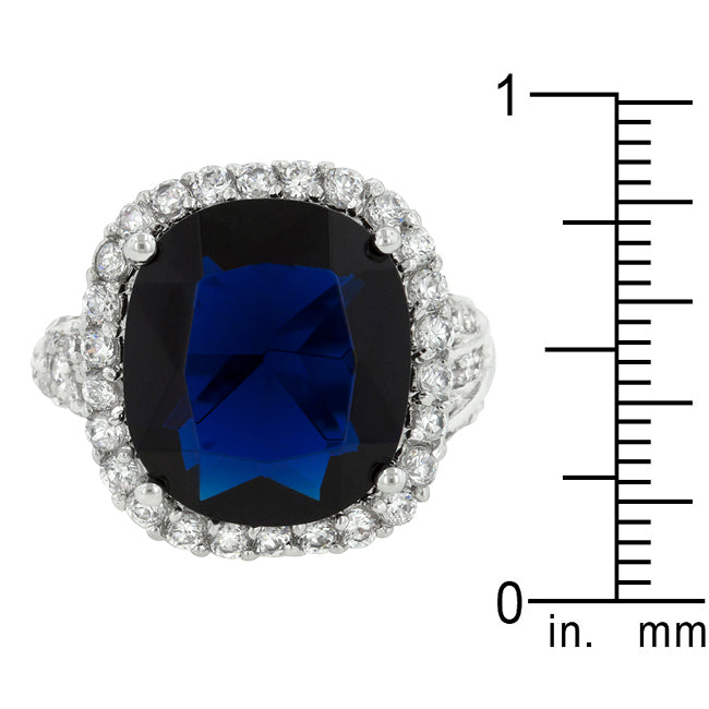Deep Blue Sapphire Engagement Ring