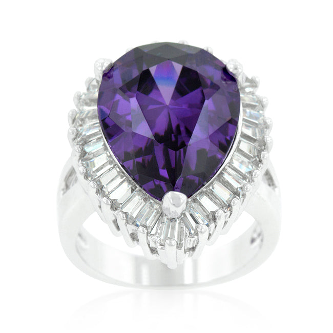 Cubic Zirconia Purple and Clear Cocktail Ring
