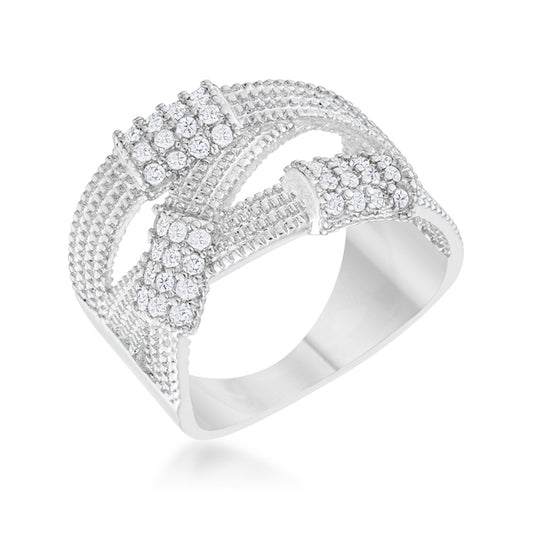 Peyton 0.36ct CZ Rhodium Wide Cable Statement Ring