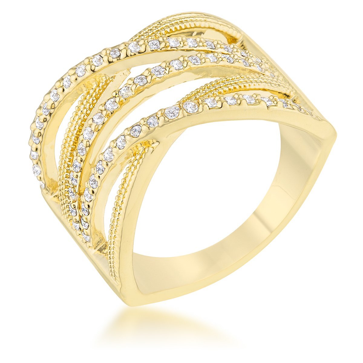 Greta 0.57ct CZ 14k Gold Wide Cocktail Cable Ring
