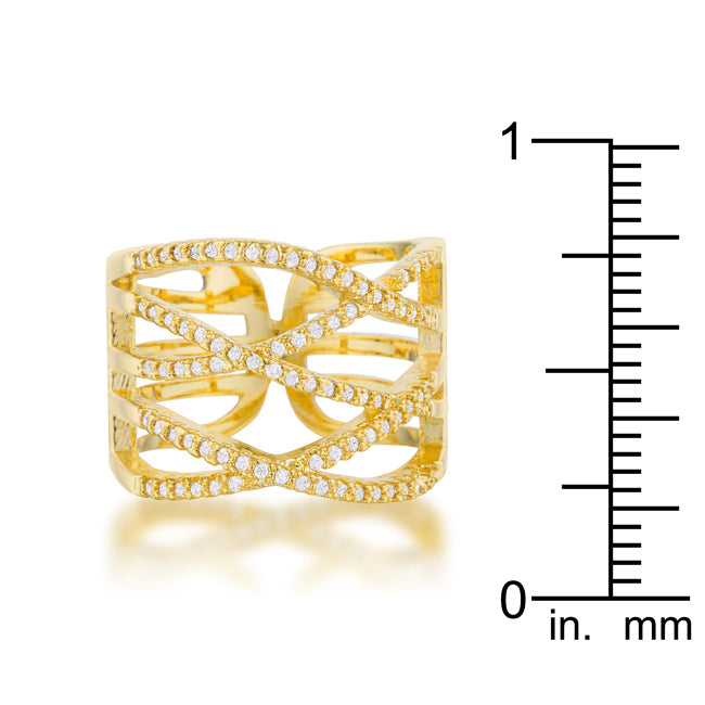 Mandy 0.6ct CZ 14k Gold Contemporary Wide Ring