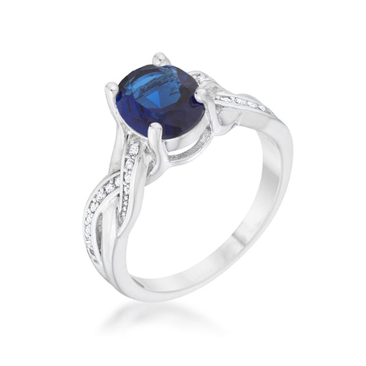 Justine 2ct Sapphire CZ Rhodium Classic Oval Ring