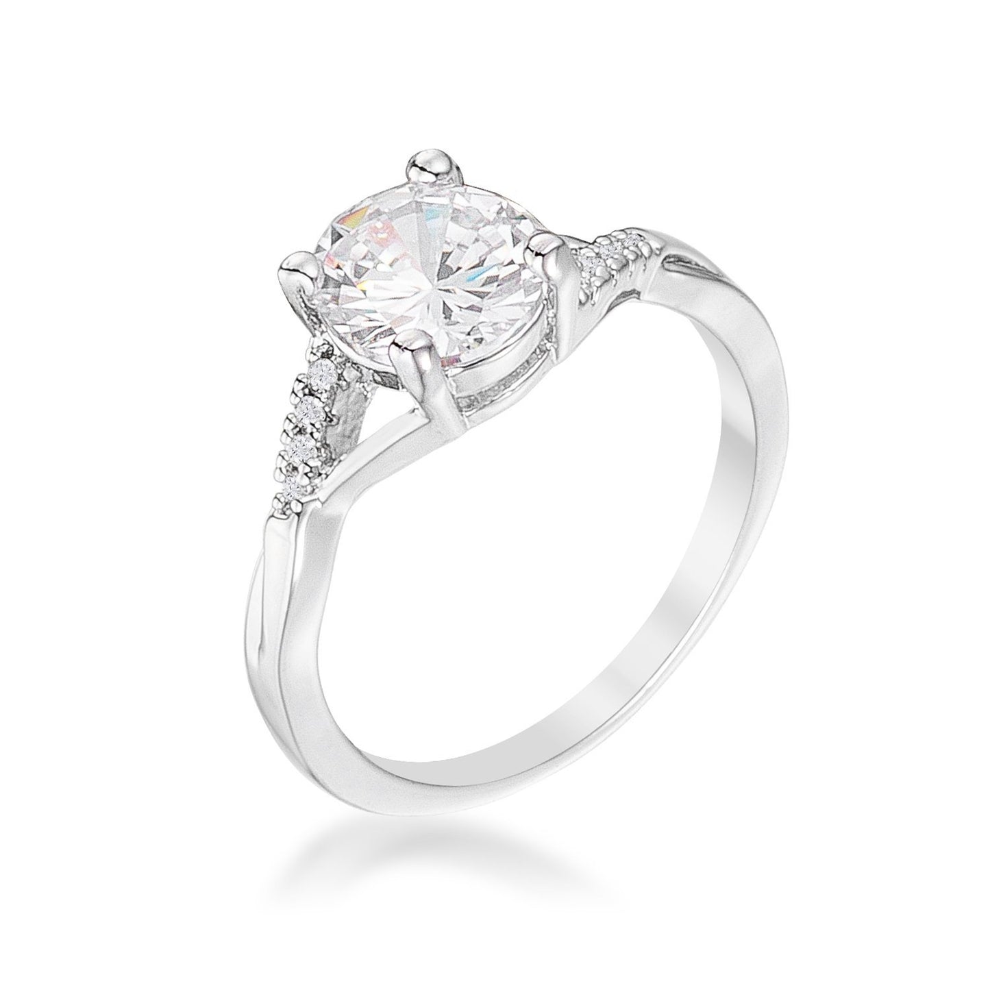 1.3Ct Rhodium Plated Simple Engagement Ring