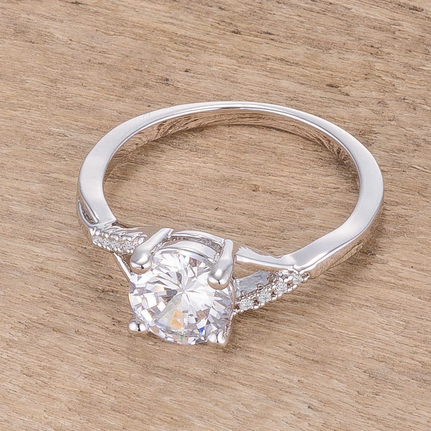 1.3Ct Rhodium Plated Simple Engagement Ring