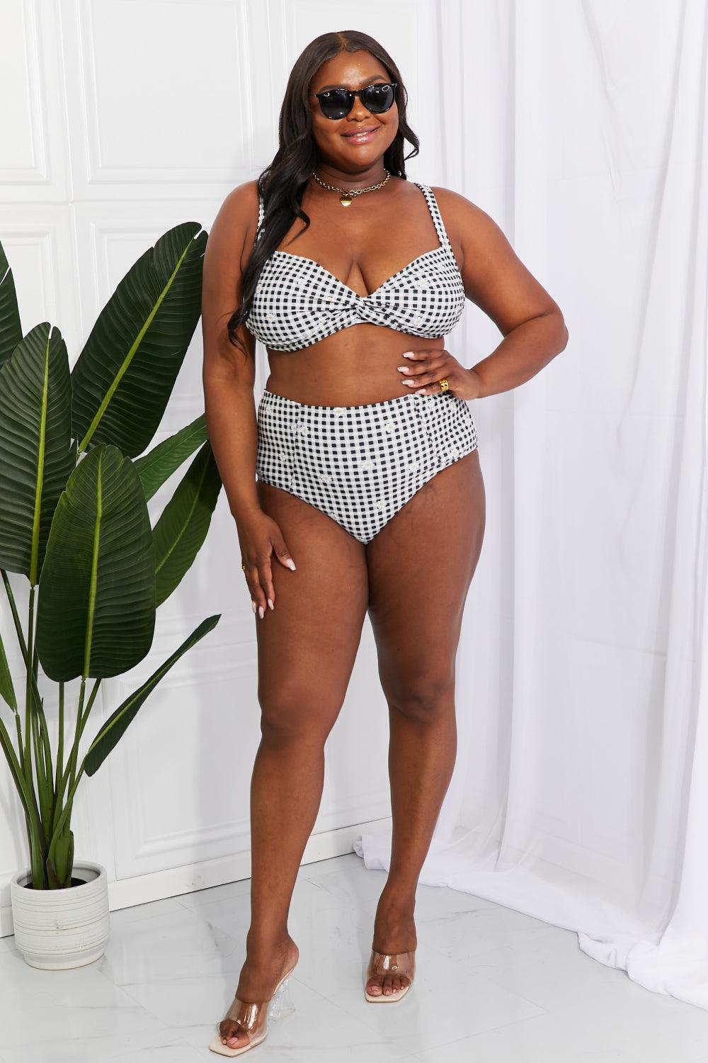 Marina West Swim Take A Dip Twist High-Rise Bikini in Black - Glamorous Boutique USA L.L.C.