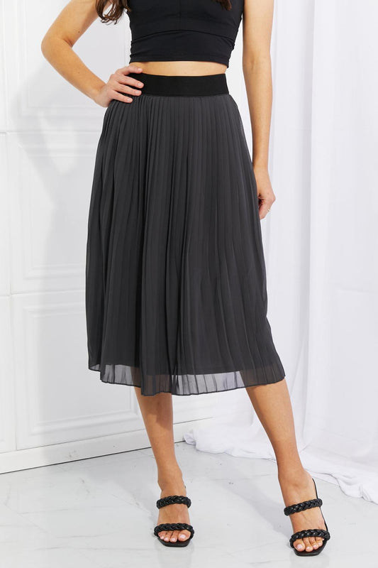 Zenana Full Size Romantic At Heart Pleated Chiffon Midi Skirt - Glamorous Boutique USA L.L.C.