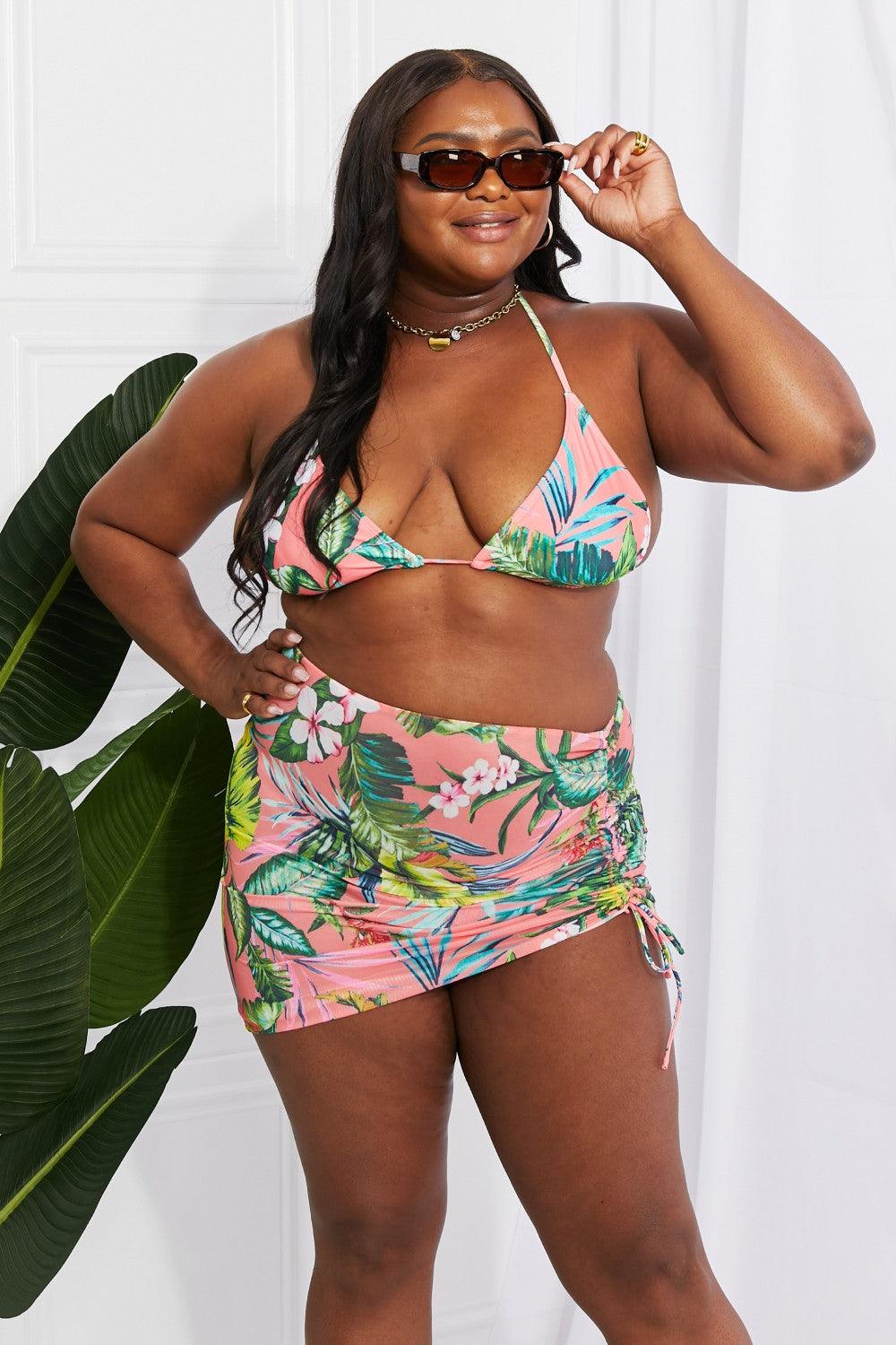 Marina West Swim Paradise Awaits Triangle Bikini and Sarong Set - Glamorous Boutique USA L.L.C.