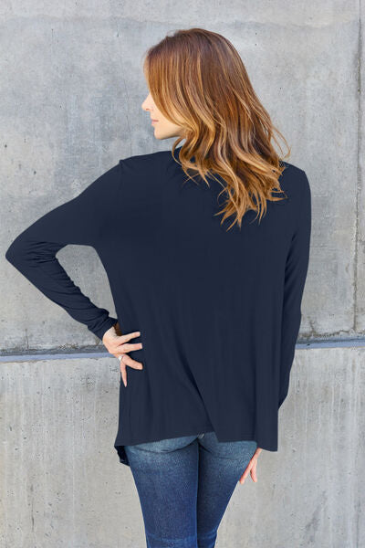 Basic Bae Full Size Open Front Long Sleeve Cover Up