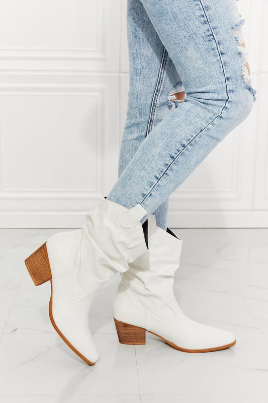 MMShoes Better in Texas Scrunch Cowboy Boots in White - Glamorous Boutique USA L.L.C.