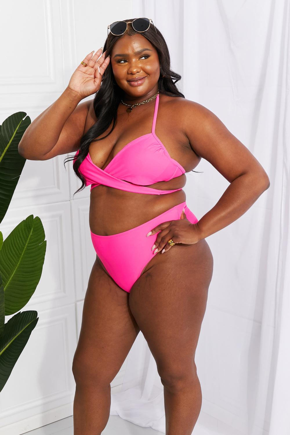 Marina West Swim Summer Splash Halter Bikini Set in Pink - Glamorous Boutique USA L.L.C.