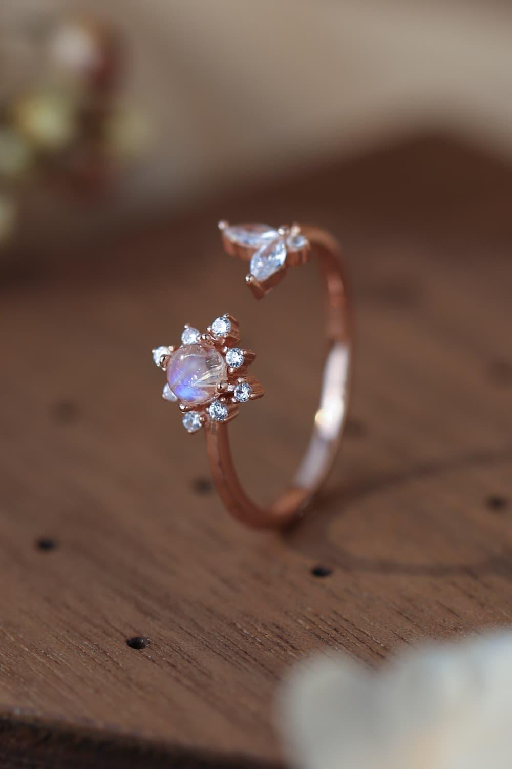 Moonstone 18K Rose Gold-Plated Open Ring - Glamorous Boutique USA L.L.C.