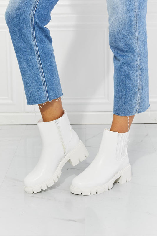 MMShoes What It Takes Lug Sole Chelsea Boots in White - Glamorous Boutique USA L.L.C.