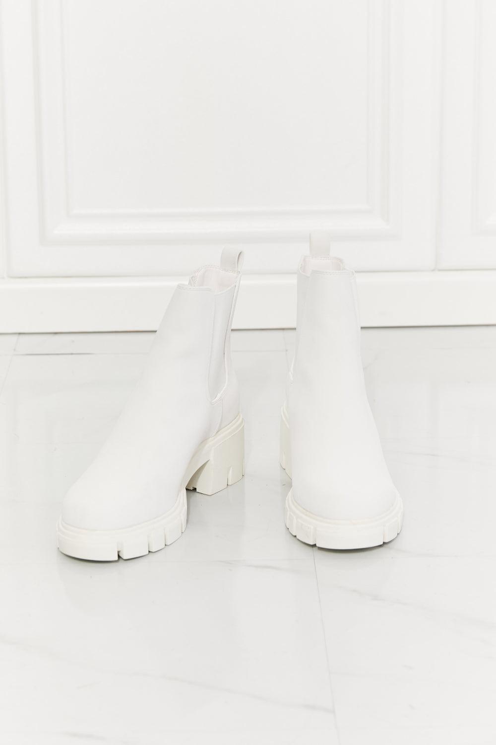 MMShoes Work For It Matte Lug Sole Chelsea Boots in White - Glamorous Boutique USA L.L.C.