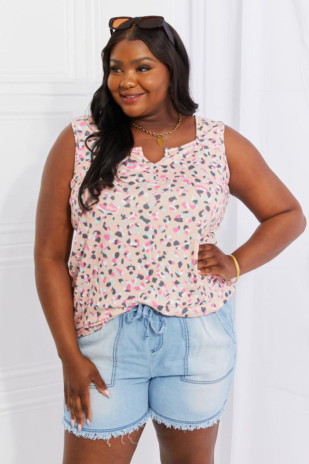 Heimish Full Size Surprise Party Printed Sleeveless Top - Glamorous Boutique USA L.L.C.