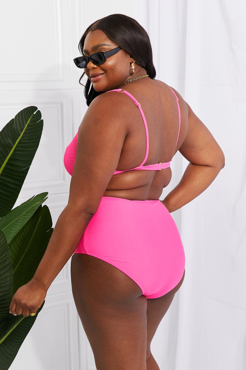 Marina West Swim Take A Dip Twist High-Rise Bikini in Pink - Glamorous Boutique USA L.L.C.