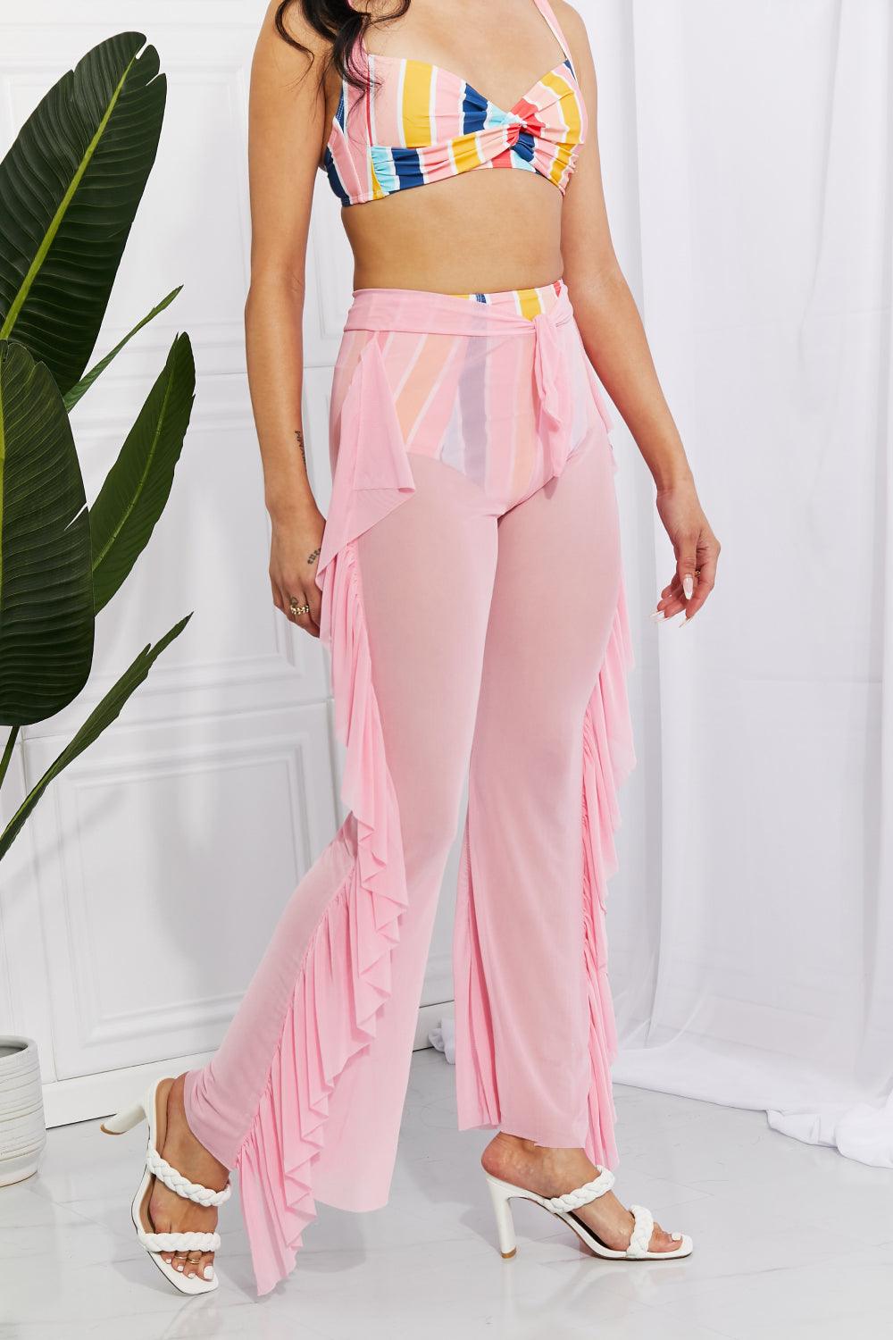 Marina West Swim Take Me To The Beach Mesh Ruffle Cover-Up Pants - Glamorous Boutique USA L.L.C.