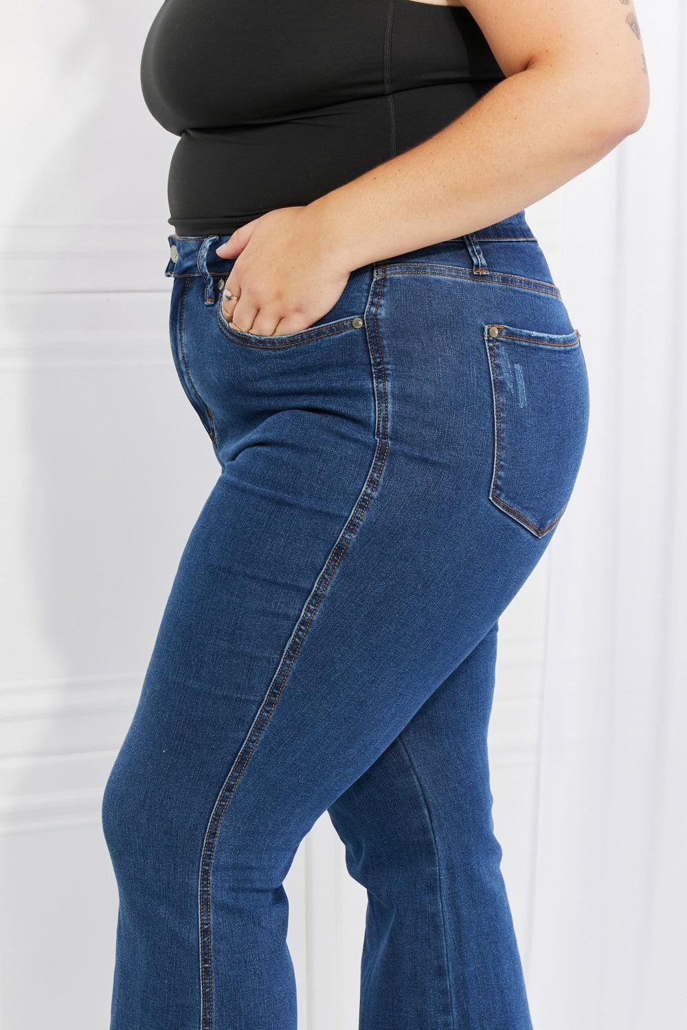 Judy Blue Ava Full Size Cool Denim Tummy Control Flare - Glamorous Boutique USA L.L.C.