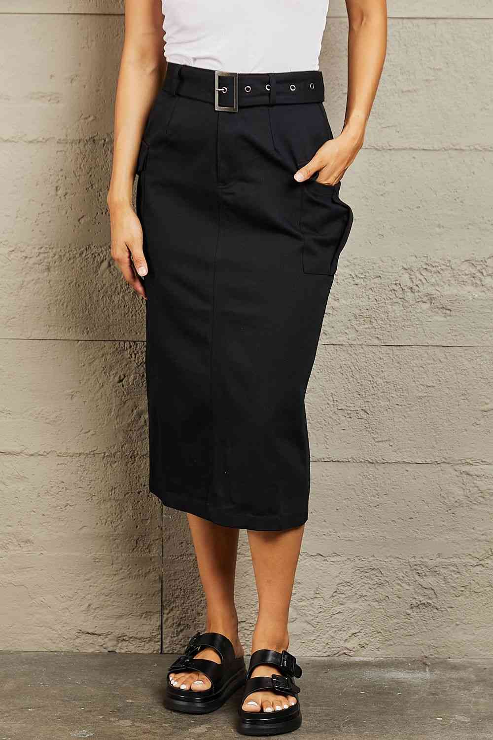 HYFVE Professional Poise Buckled Midi Skirt