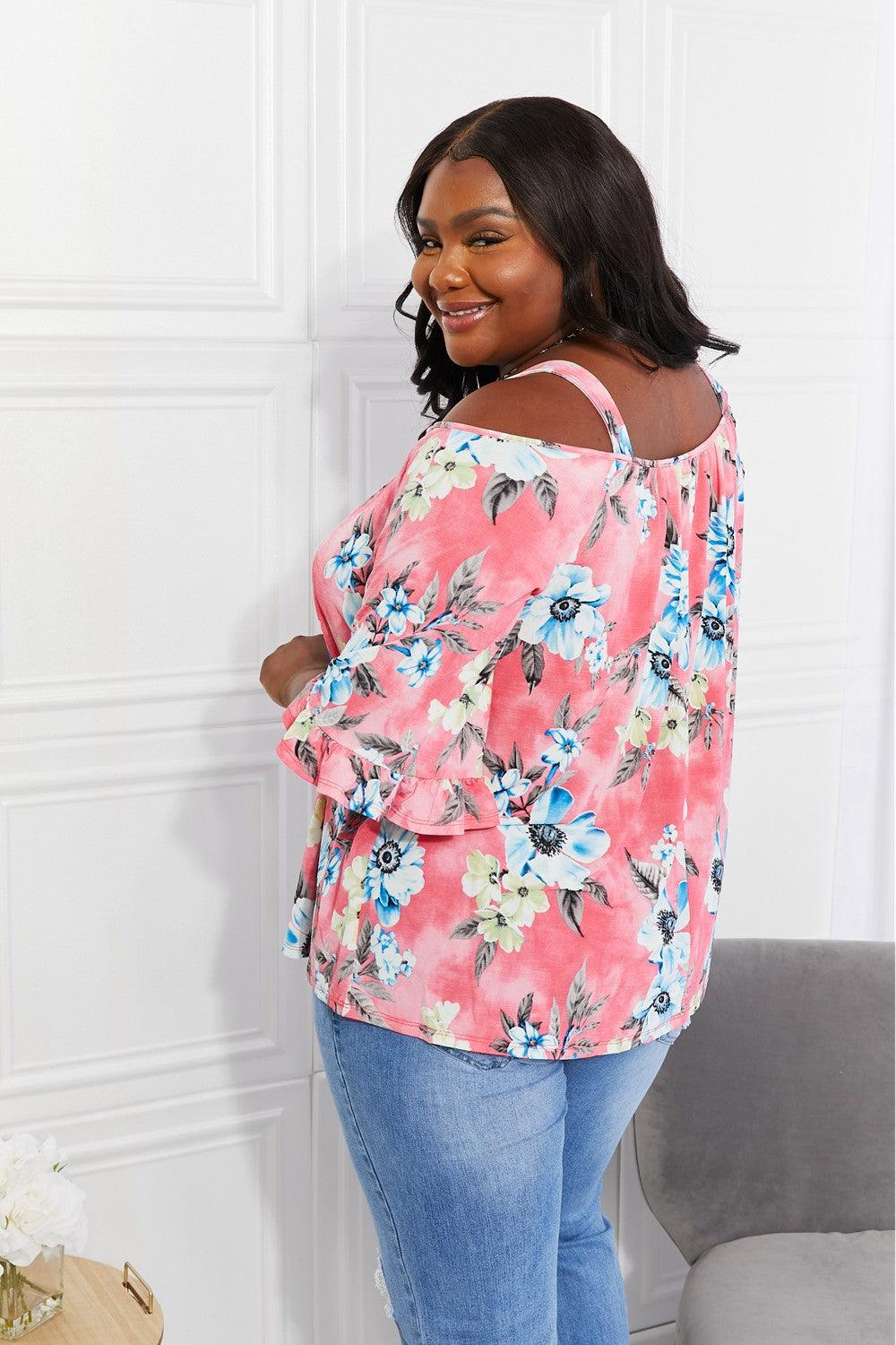 Sew In Love Full Size Fresh Take Floral Cold-Shoulder Top - Glamorous Boutique USA L.L.C.