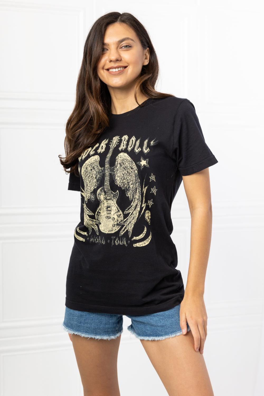 mineB Full Size Rock & Roll Graphic Tee - Glamorous Boutique USA L.L.C.