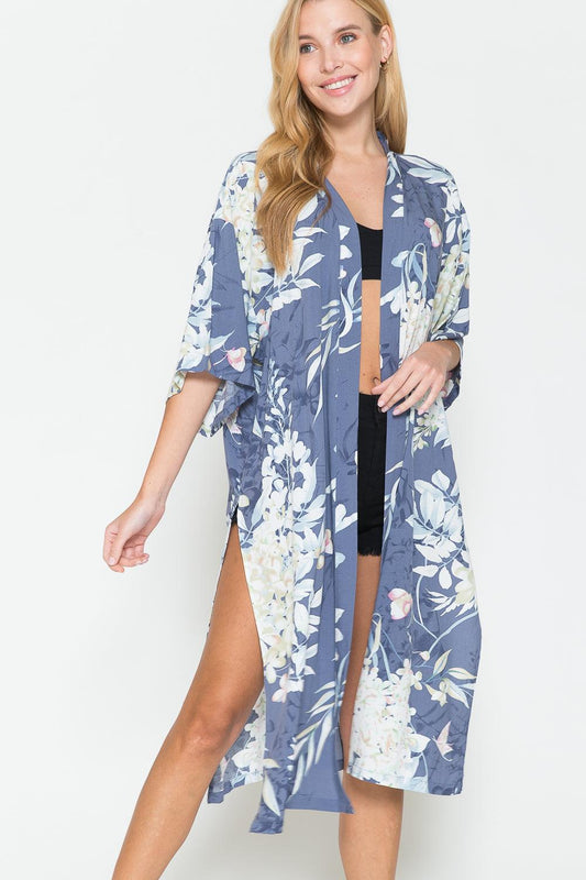 Justin Taylor Botanical Print Split Cover Up - Glamorous Boutique USA L.L.C.