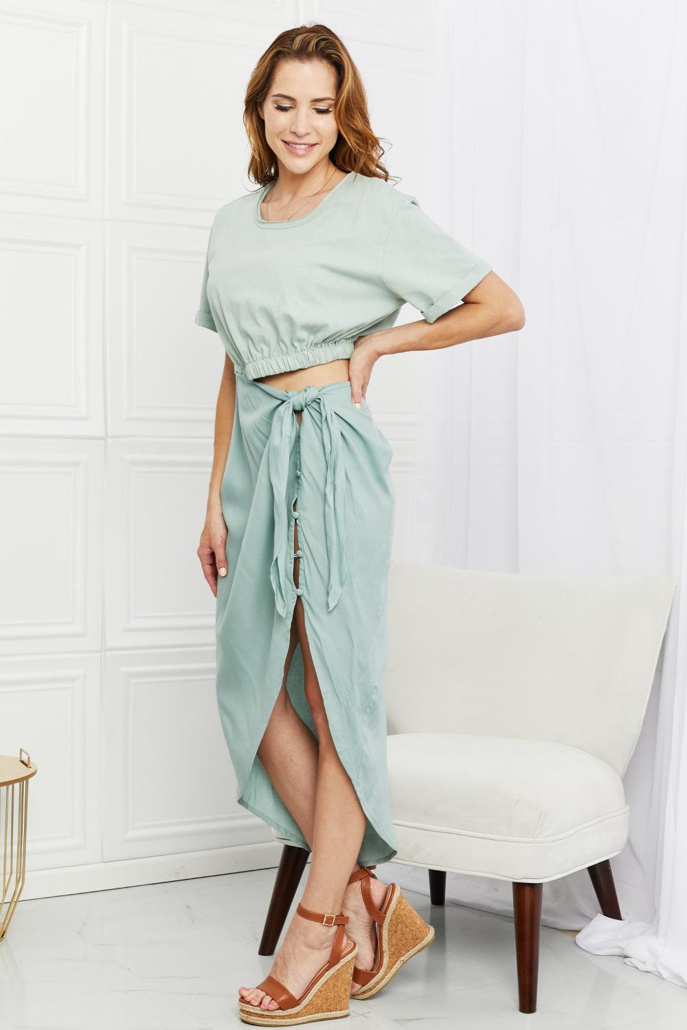 HEYSON Make It Work Cut-Out Midi Dress in Mint - Glamorous Boutique USA L.L.C.