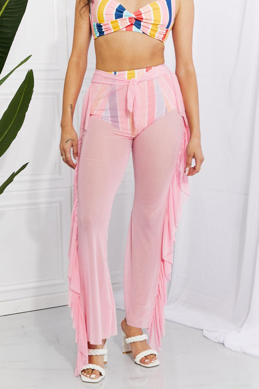 Marina West Swim Take Me To The Beach Mesh Ruffle Cover-Up Pants - Glamorous Boutique USA L.L.C.
