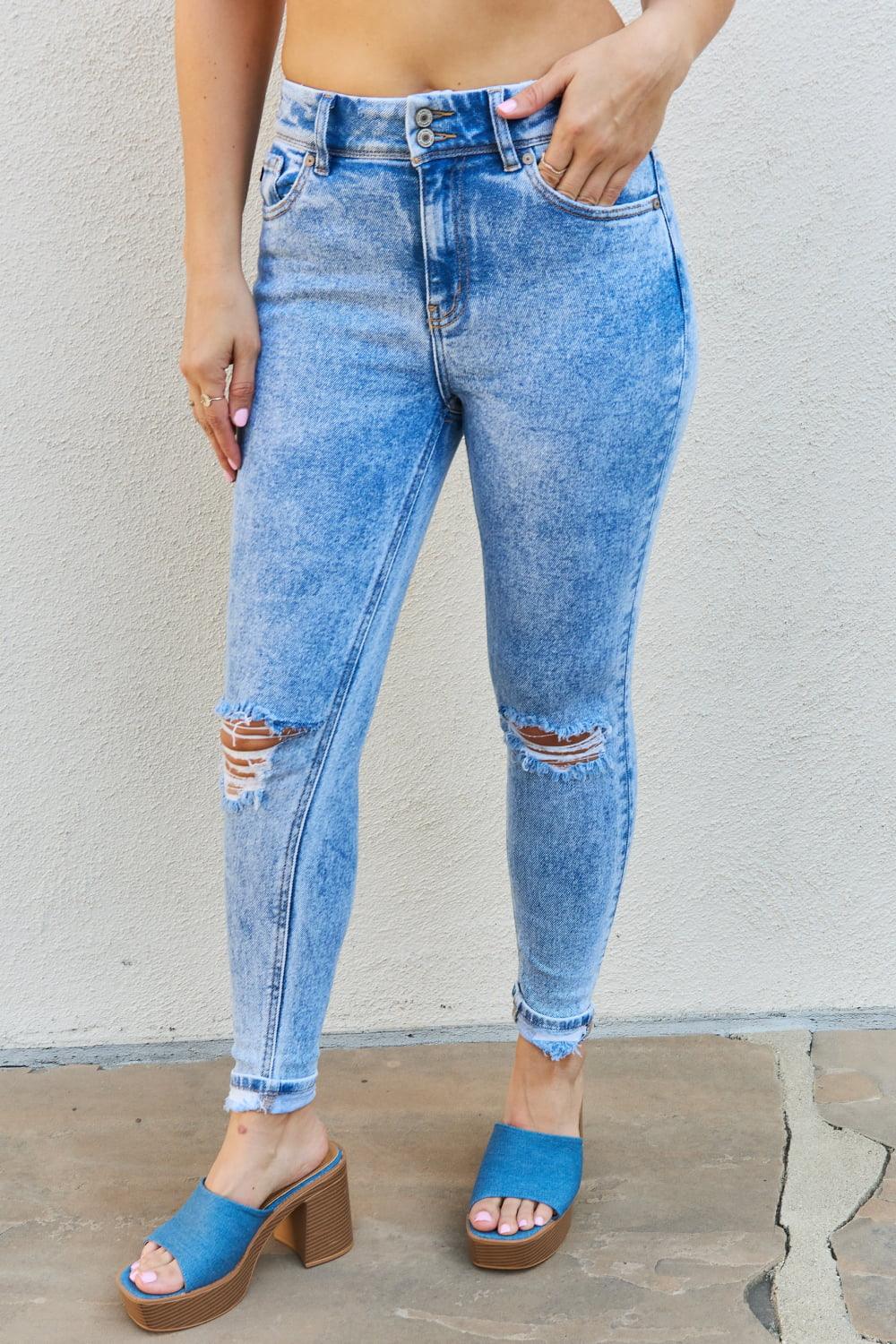 Kancan Emma Full size High Rise Distressed Skinny Jeans - Glamorous Boutique USA L.L.C.