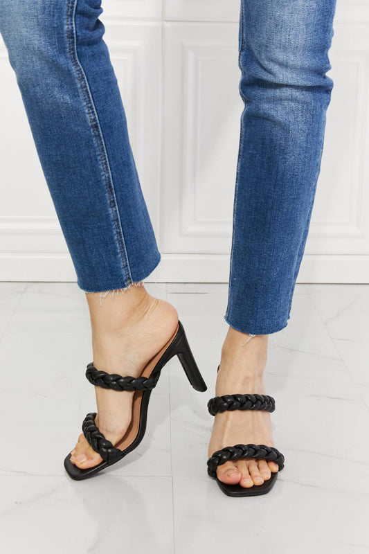 MMShoes In Love Double Braided Block Heel Sandal in Black - Glamorous Boutique USA L.L.C.