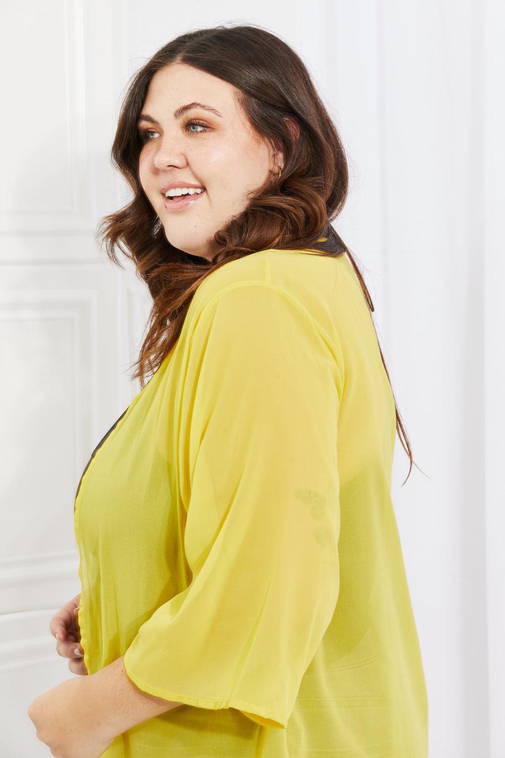 Melody Just Breathe Full Size Chiffon Kimono in Yellow - Glamorous Boutique USA L.L.C.