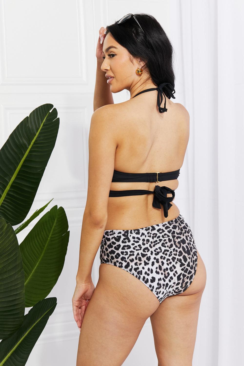 Marina West Swim Summer Splash Halter Bikini Set in Black - Glamorous Boutique USA L.L.C.