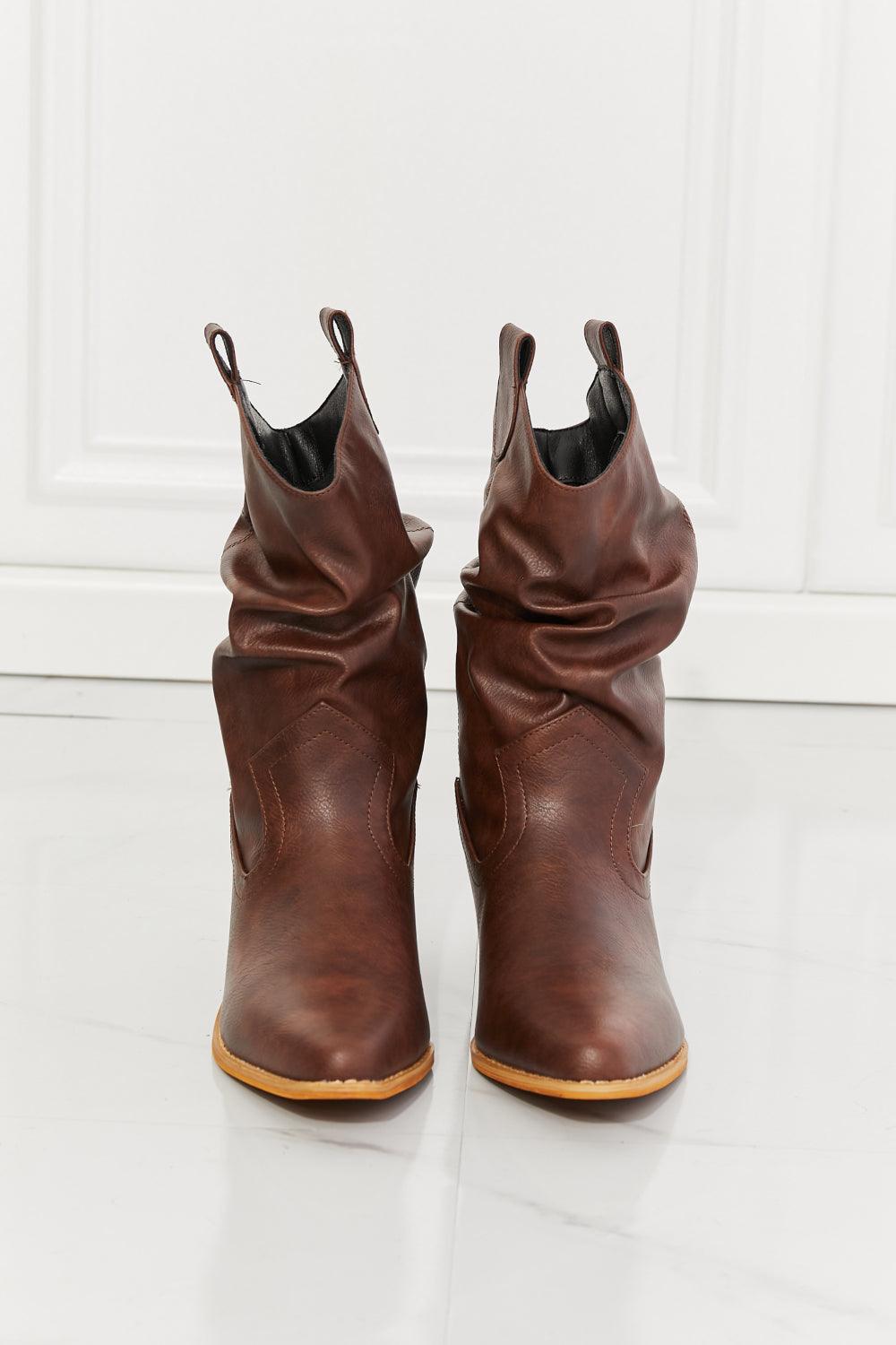 MMShoes Better in Texas Scrunch Cowboy Boots in Brown - Glamorous Boutique USA L.L.C.