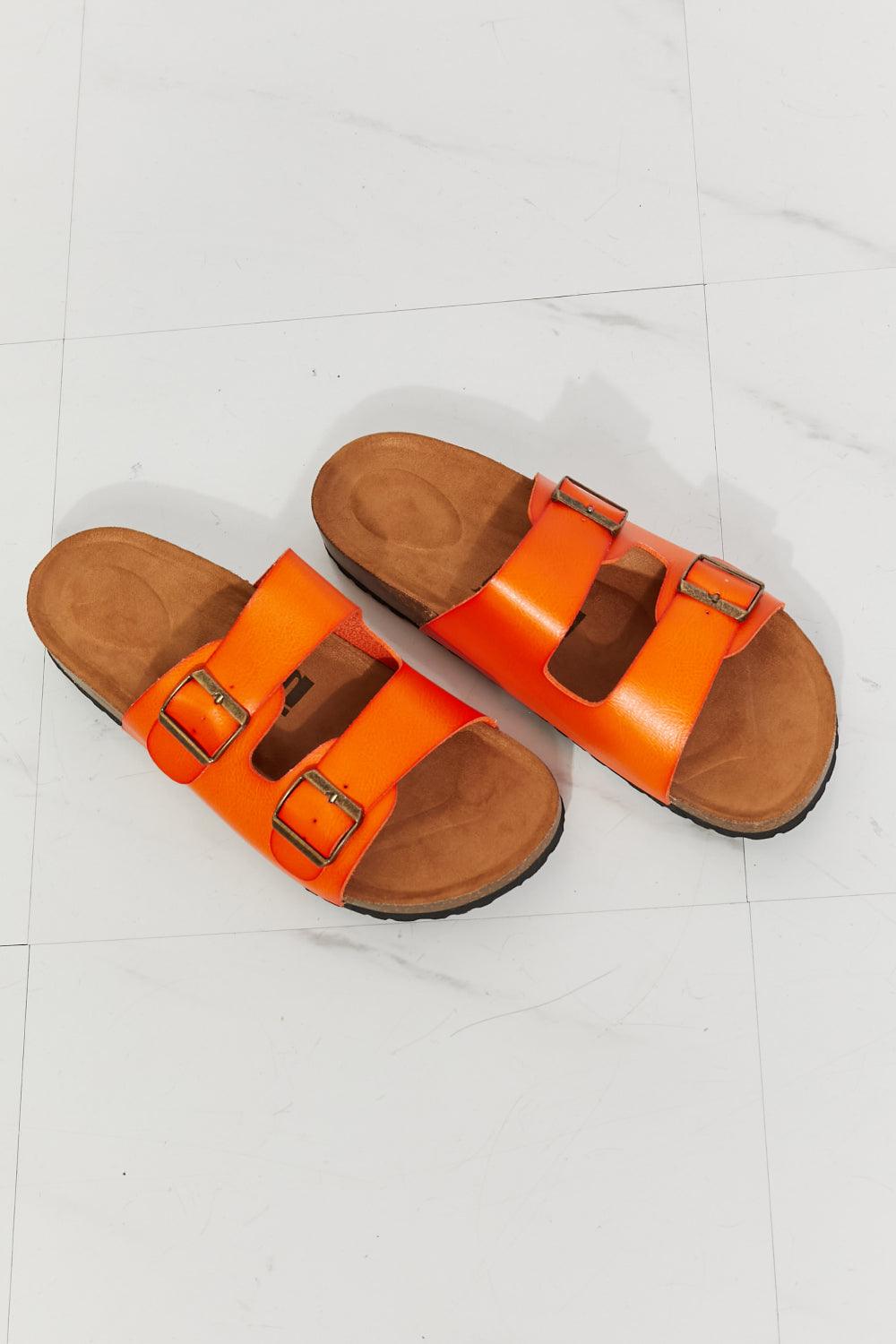 MMShoes Feeling Alive Double Banded Slide Sandals in Orange - Glamorous Boutique USA L.L.C.