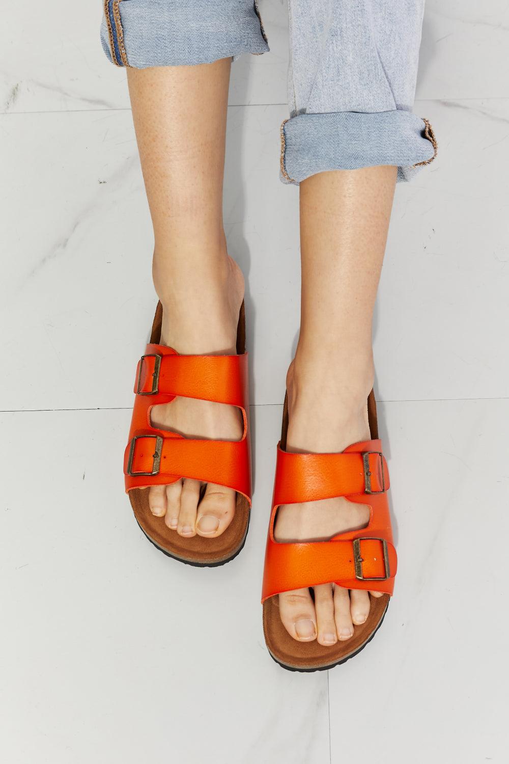 MMShoes Feeling Alive Double Banded Slide Sandals in Orange - Glamorous Boutique USA L.L.C.
