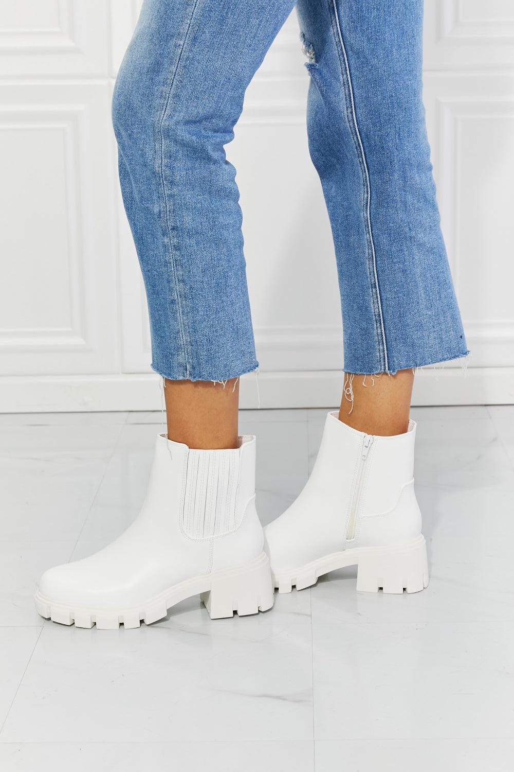 MMShoes What It Takes Lug Sole Chelsea Boots in White - Glamorous Boutique USA L.L.C.