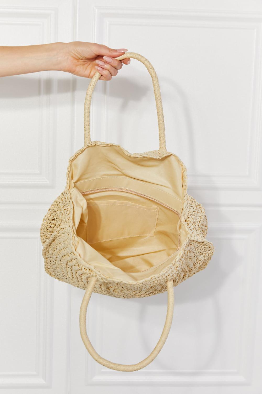 Justin Taylor Beach Date Straw Rattan Handbag in Ivory - Glamorous Boutique USA L.L.C.