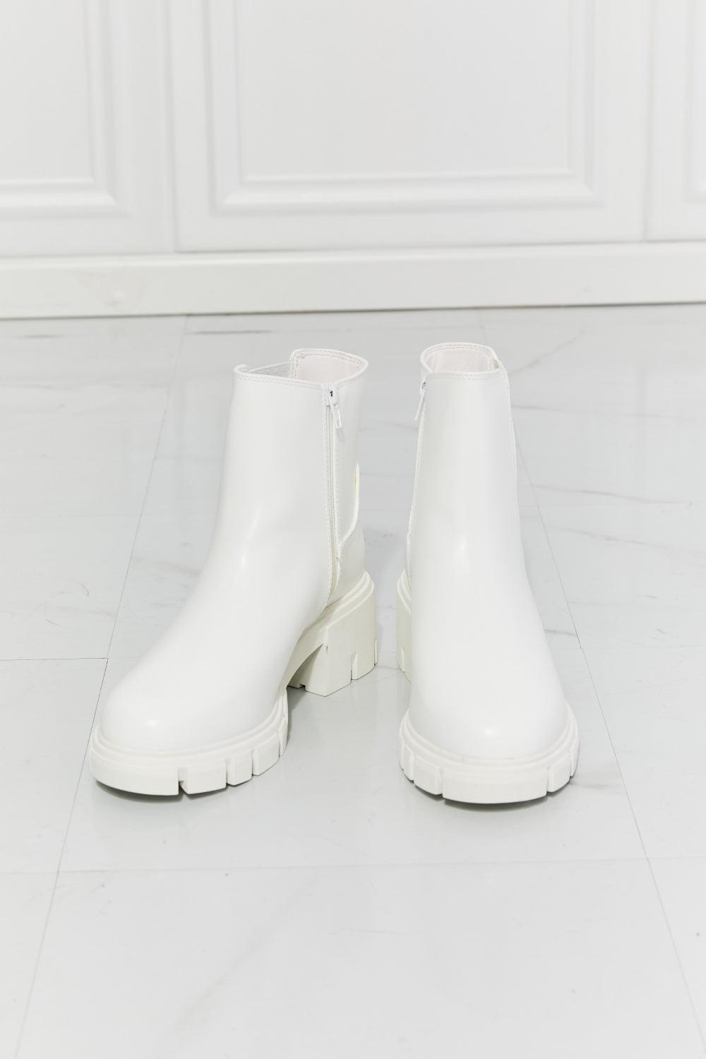 MMShoes What It Takes Lug Sole Chelsea Boots in White - Glamorous Boutique USA L.L.C.